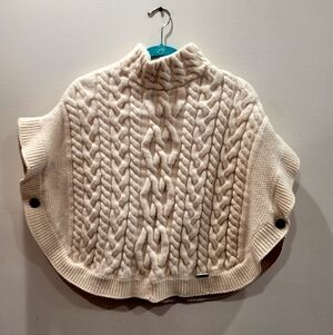 Blarney Aran Original Chunky Cable Knit Merino Wool Cape Poncho Ireland Irish